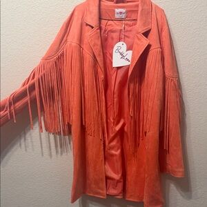 Buddy Love Vibrant Orange Fringe Blazer
